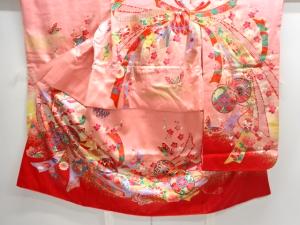 束ね熨斗に鼓・毬模様子供着物(重ね衿付き)